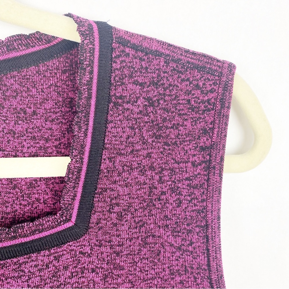 Exclusively Misook Womens Pink Black Shell Tank Top Acrylic Size XL Square Neck - Picture 3 of 4